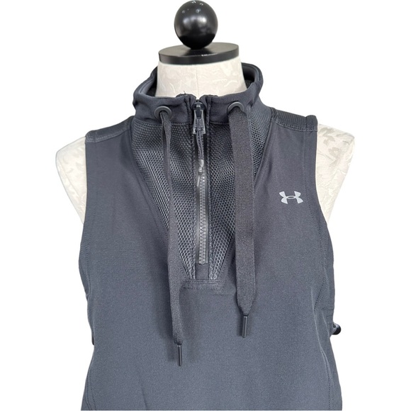 Under Armor New Media Woven Vest 1/4 Zip Kangaroo Pocket Mesh Woven Back Size XS - Picture 10 of 16